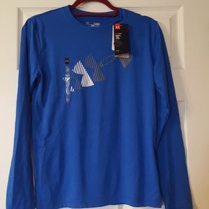 Boys youth large blue under armor shirt nwt